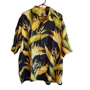 Tommy Bahama Black Leaf NWT XXL Silk Short Sleeve Shirt